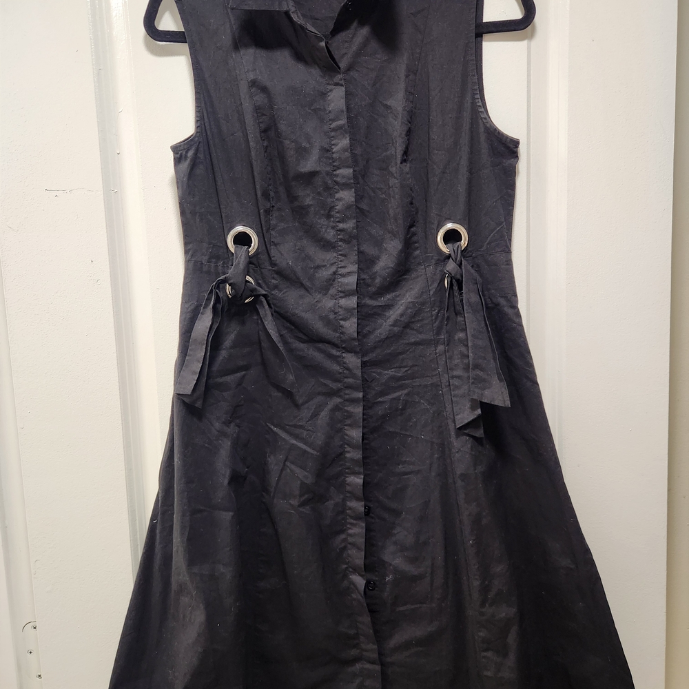 Marled Charcoal Midi Dress with Tie Accents